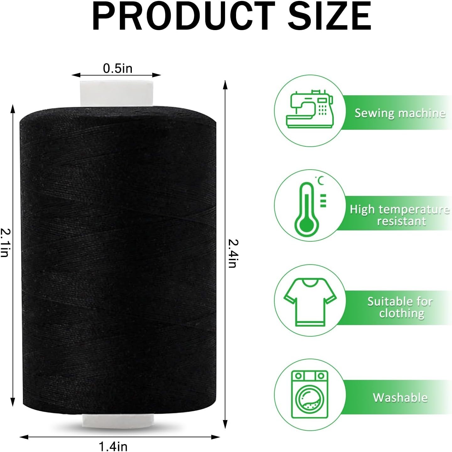 4 Spools All Purpose Sewing Thread 1000 Yards Black White for Creative Projects
