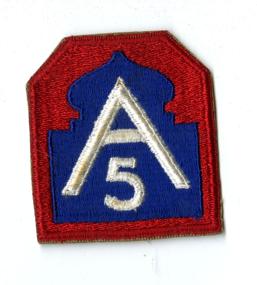 Fifth Army White Back Patch WWII Vintage Italy Mark Clark Europe