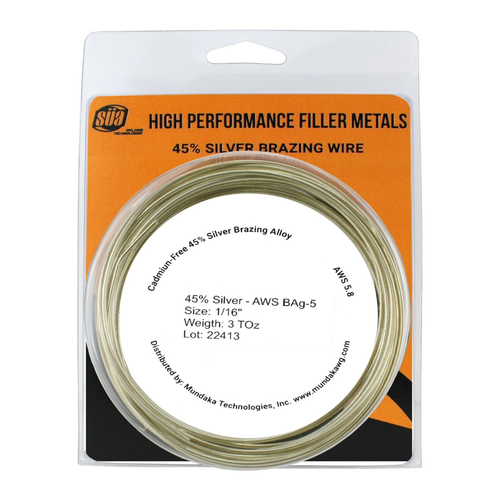 SÜA - Silver Brazing Solder Wire - 45% - AWS BAg-5 - Size: 1/16" (1, 3 or 5 TOz)