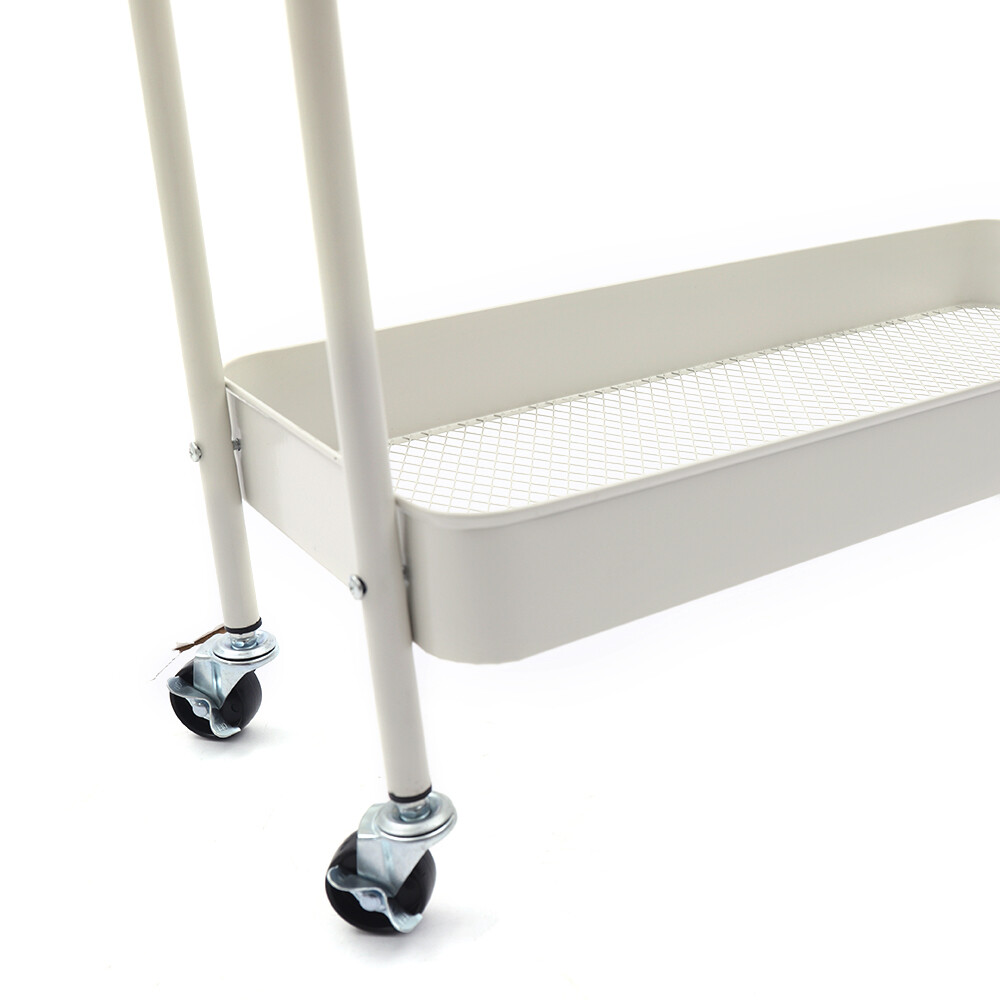 2-In 1 Garment Rack Clothing Rack With 2 Tier Metal Basket Rolling Storage Cart