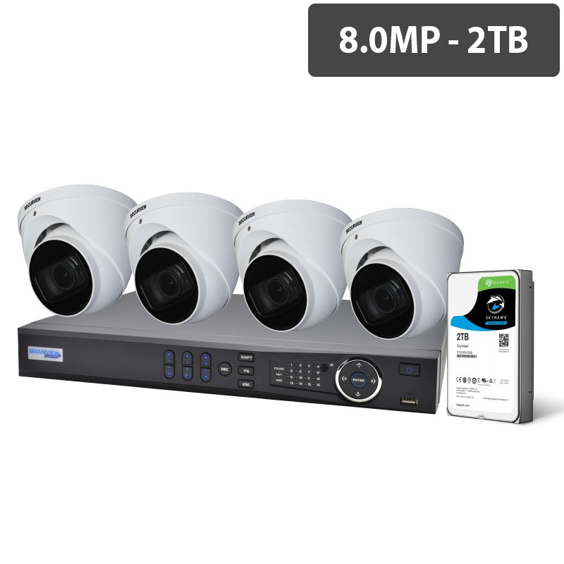 Securview Professional 8 Channel 8.0MP HDCVI Surveillance Kit (4 x Motorised