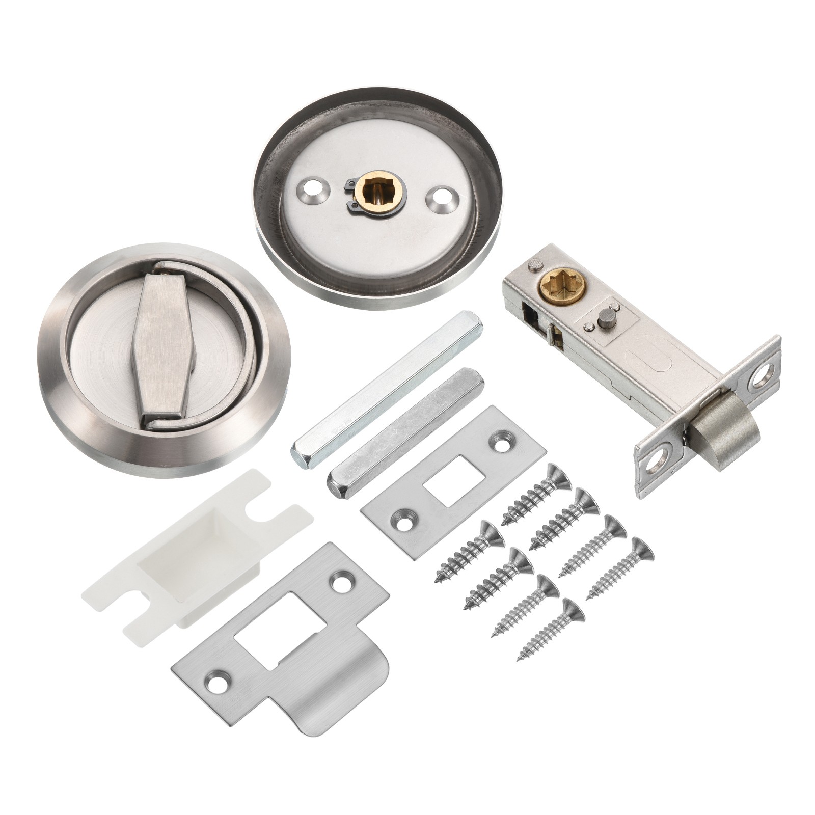 Stainless Steel 304 Round Recessed Door Lock, Silver
