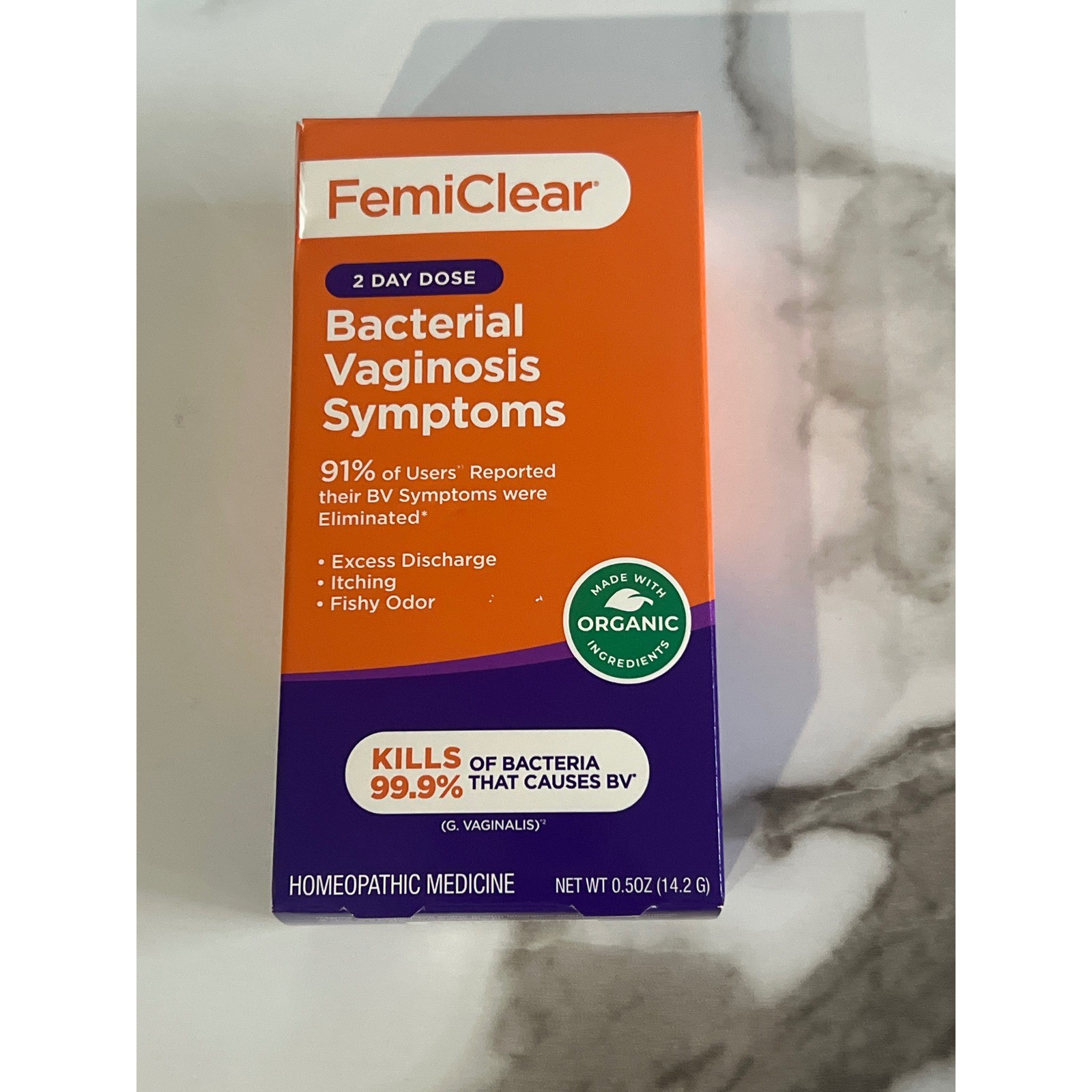 FemiClear 2 Day Dose Bacterial Vaginosis Symptoms Relief Ointment 0.5oz New