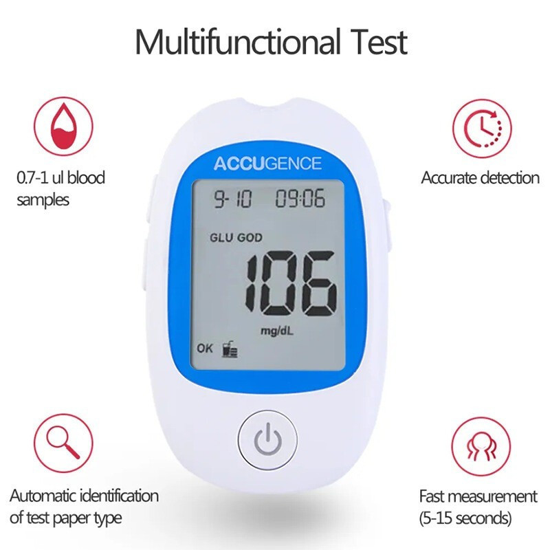 Blood Glucose Uric Acid Ketone Monitor 3-in-1 Home Test Kit with Strips ttf