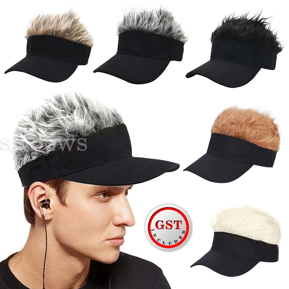 Men Wig Golf Baseball Cap with Fake Hair Cap Sun Visor Whimsy Fun Toupee Hats