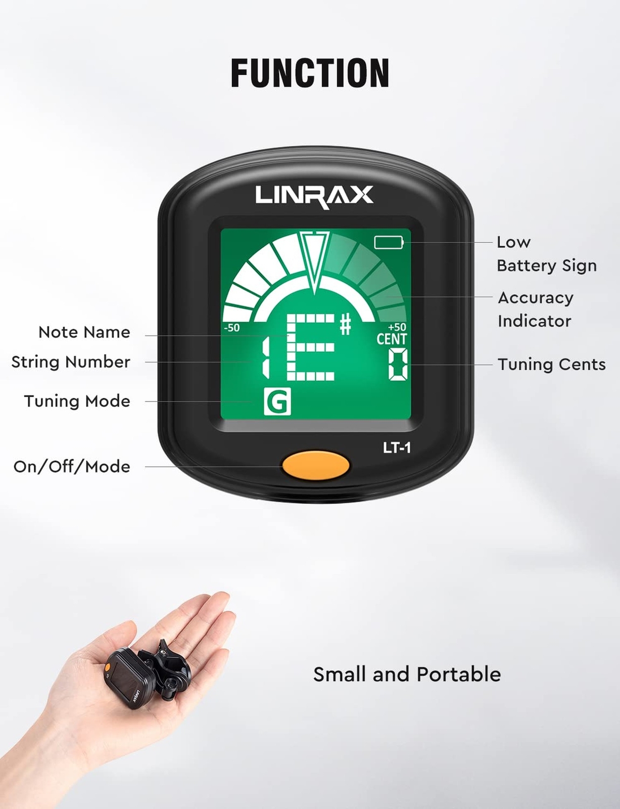 LT-1 Guitar Tuner, Clip On Tuner for Guitar Bass Ukulele Violin Viola Banjo M...