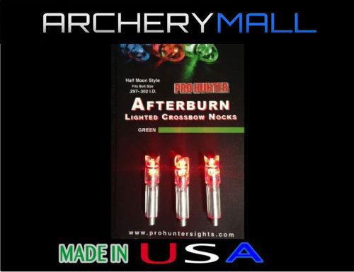 3 RED AFTERBURN CROSSBOW ARROWS LIGHTED NOCKS HALF MOON .297-302 I.D.