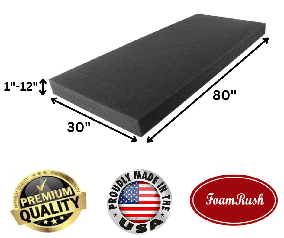 30" x 80" Charcoal High Density Upholstery Foam Couch Replacement Cushion USA