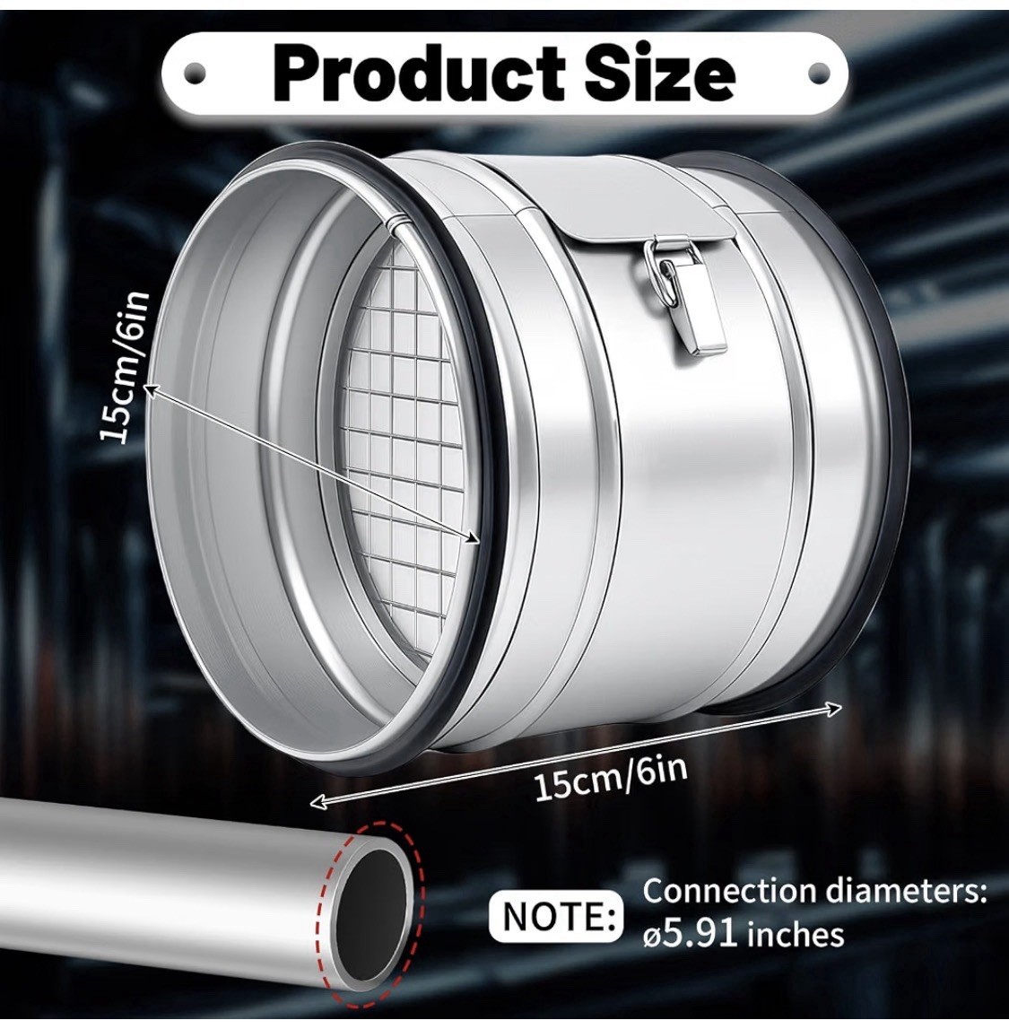 6" Inch Inline Round Duct Filter G4 Class Filtration Purifier System Mesh Filter