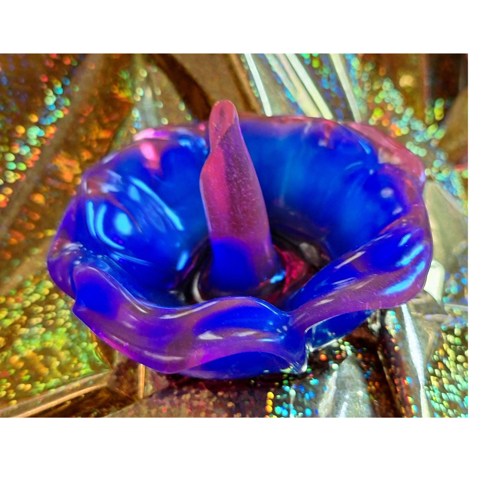 Blue Purple Art Resin Decorative Ring Holder Abstract Glossy Finish