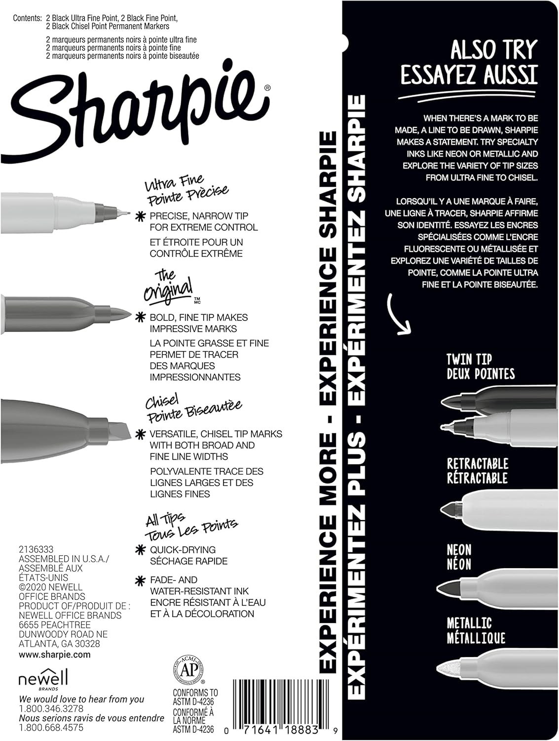Permanent Markers Variety Pack, Includes Chisel, Fine, and Ultra-Fine Tips, M...