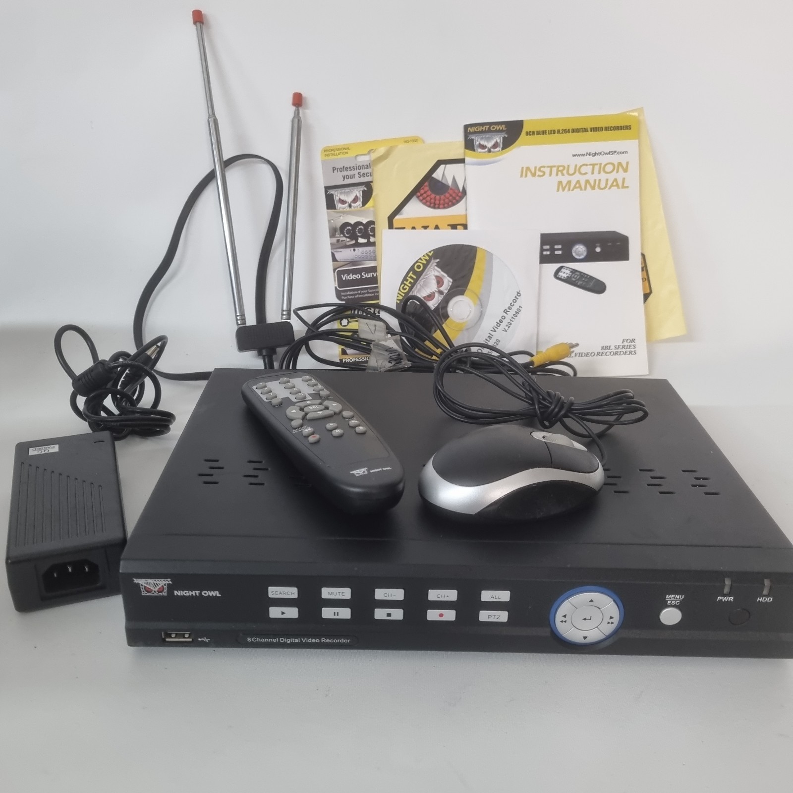 Night Owl 8BL-DVR 5GB  8 Channel H.264 DVR Powers Untested Accessories