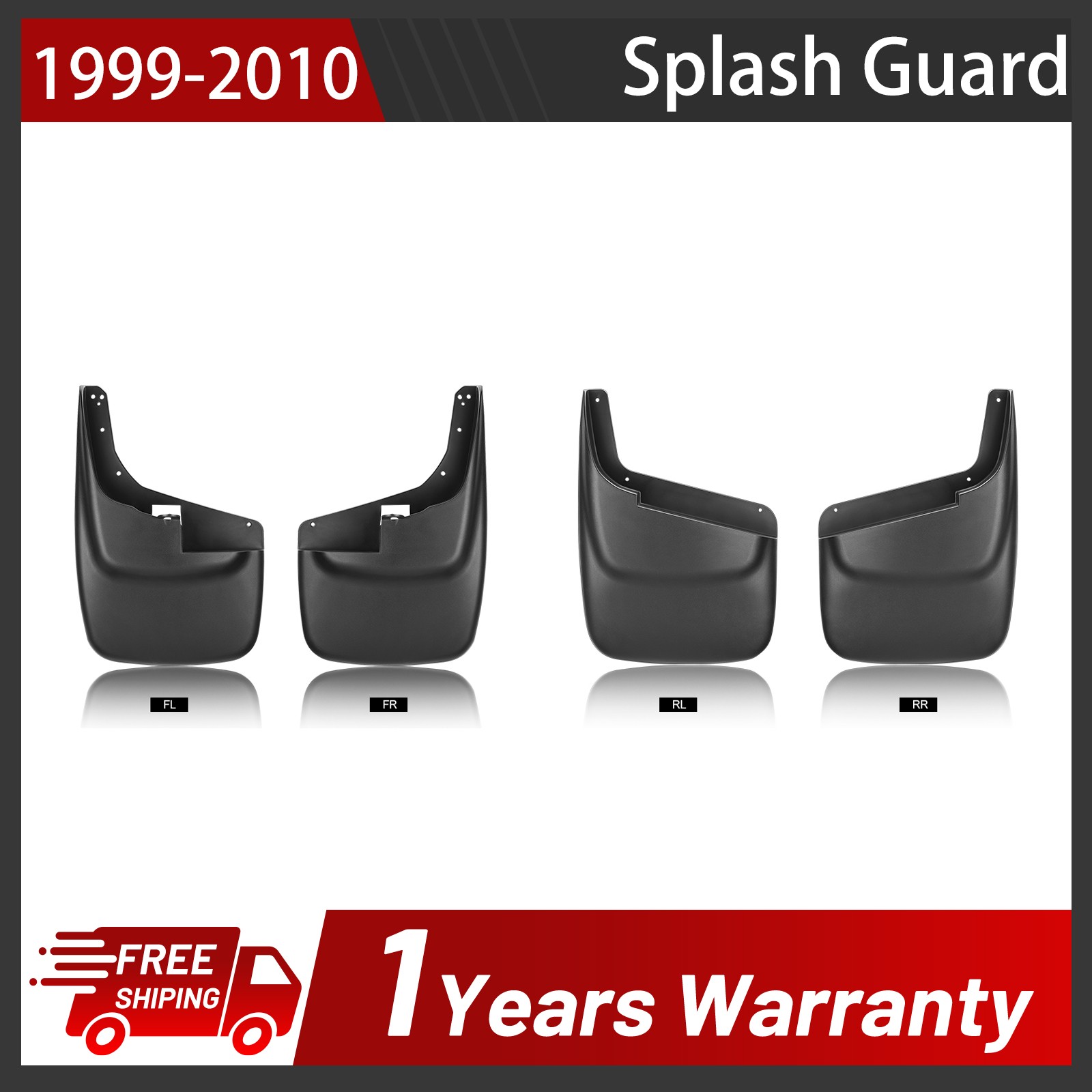 4 Pcs Front & Rear Mud Guards Splash Flaps For 99-10 F250 F350 w/o Fender Flare