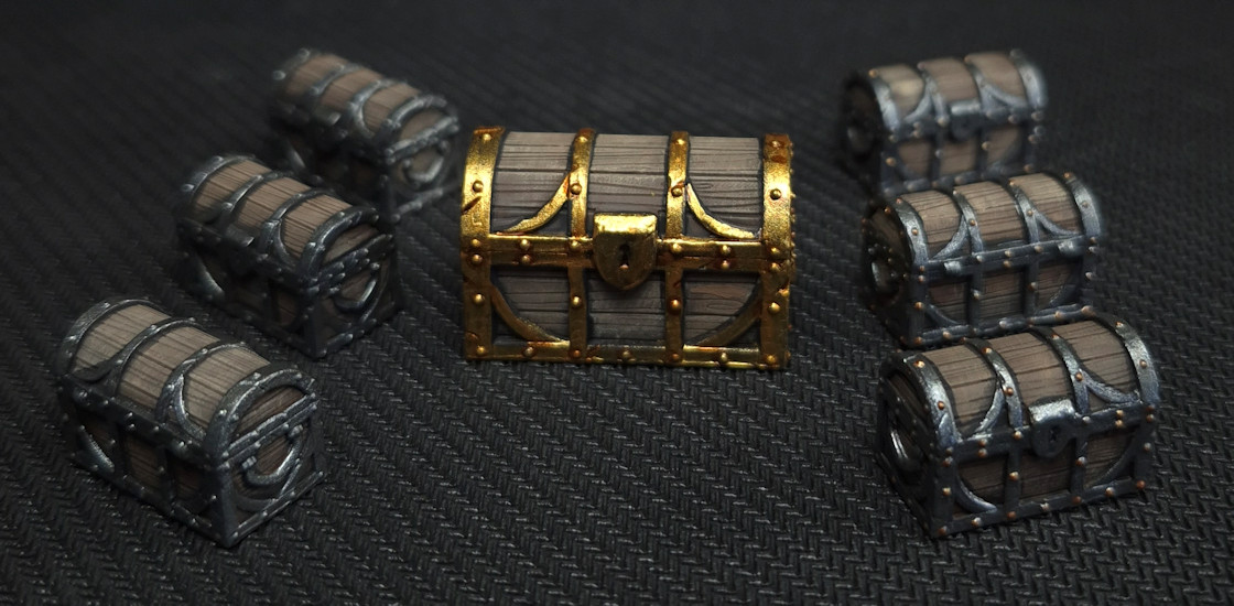 7 Painted Treasure Chests – Dungeon Scatter Terrain for D&D and Fantasy RPGs