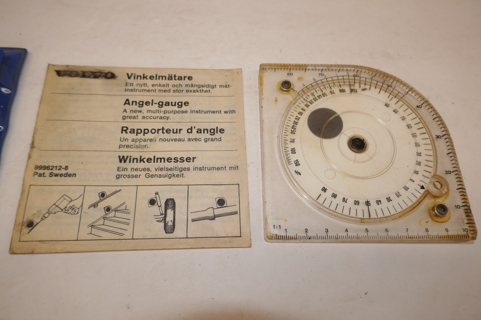 Vintage Volvo Branded Angle Guage/Protractor in Pouch