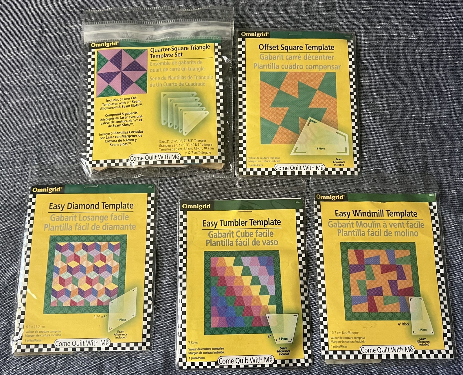 5 Packages Omnigrid Quilting Templates Come Quilt with Me