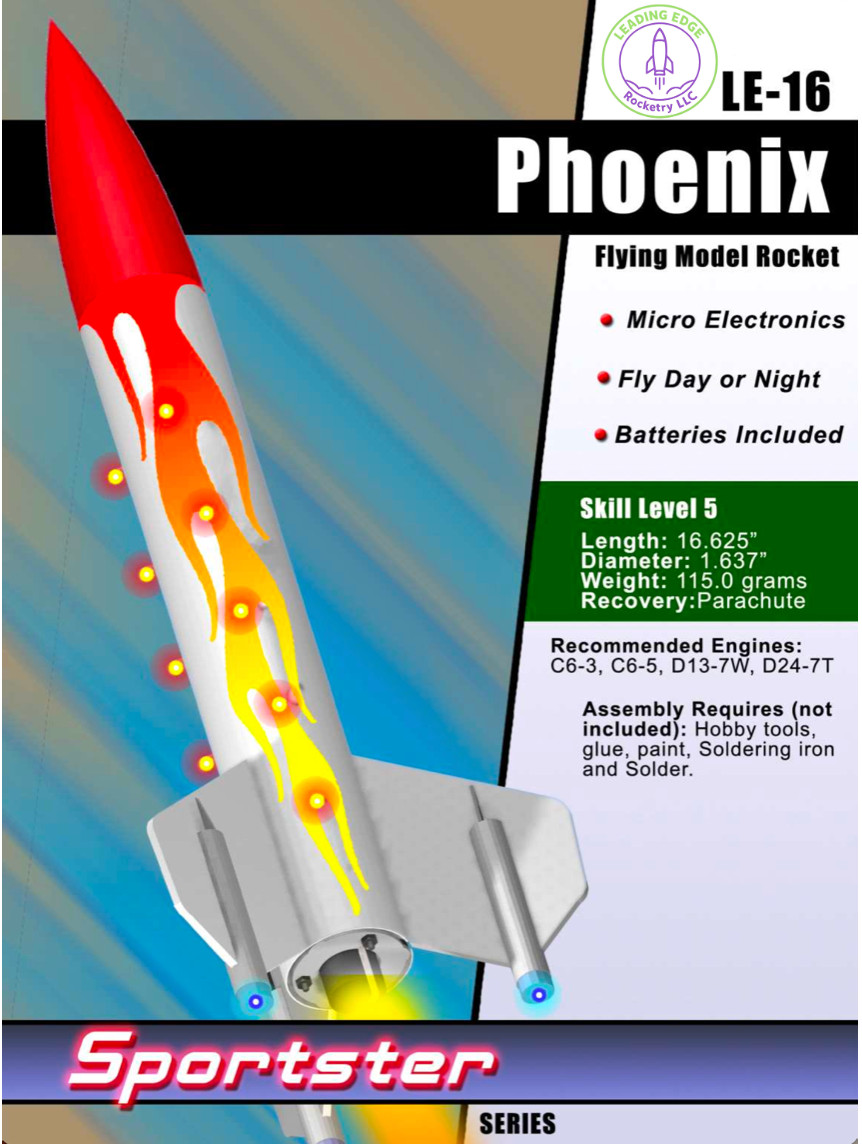 Leading Edge Rocketry, LLC Phoenix Model Rocket Kit  Advanced Skill Day or Night