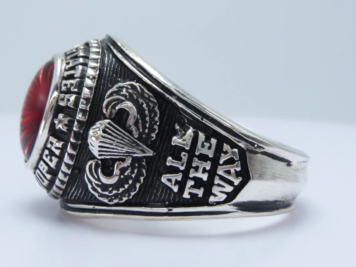 SILVER 925 , RING , US PARATROOPER RING , Airborne , ALL THE WAY , US size 9