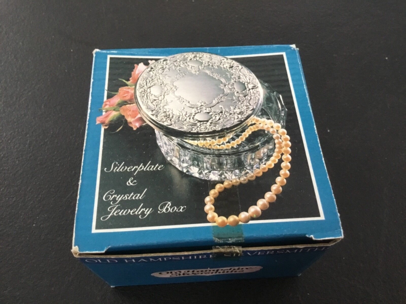 Old Hampshire Silversmiths Silverplate & Crystal Jewelry Box