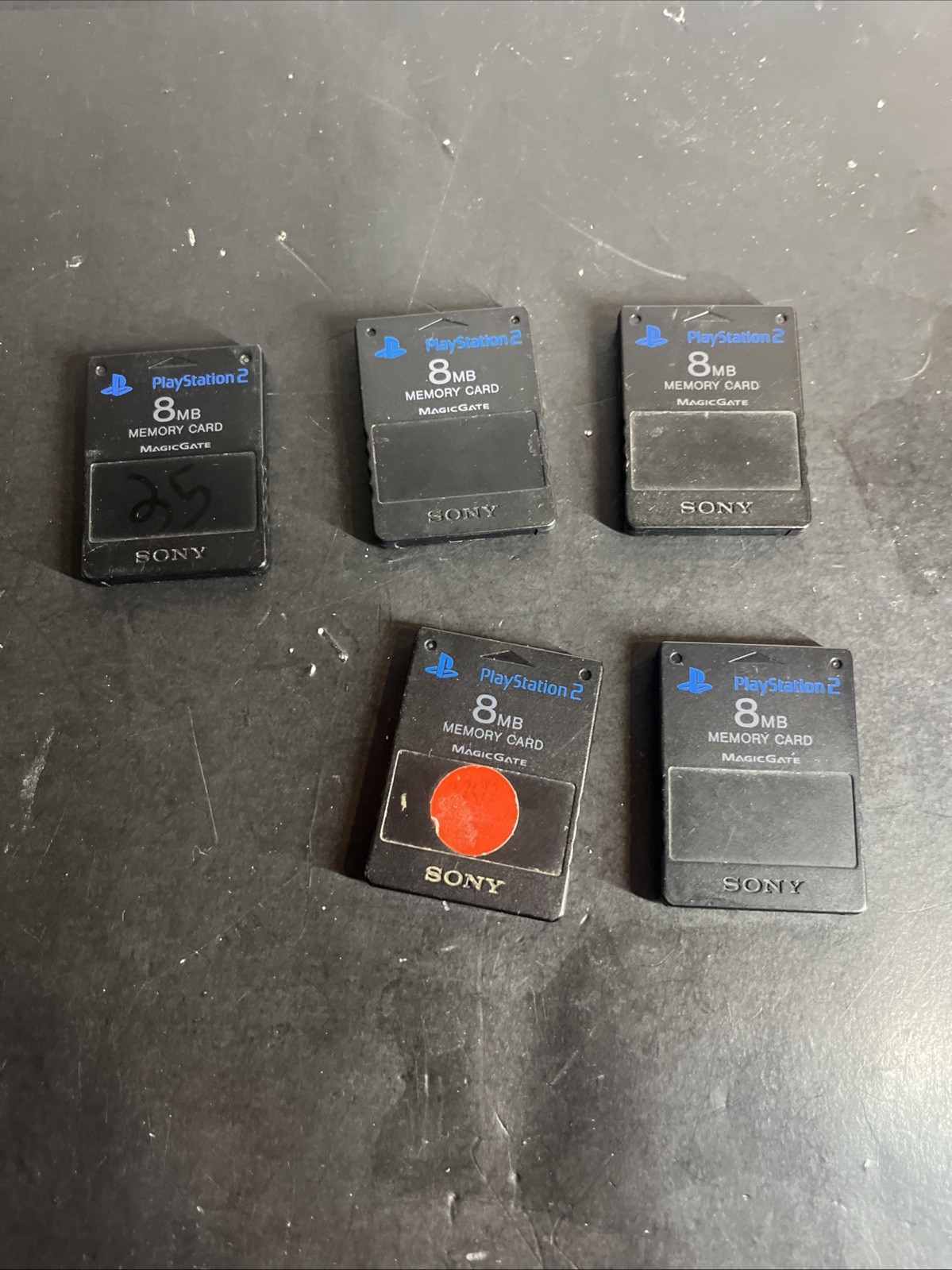 Lot of 5 Sony Playstation 2 PS2 SCPH-10020 8MB Magicgate Memory Cards