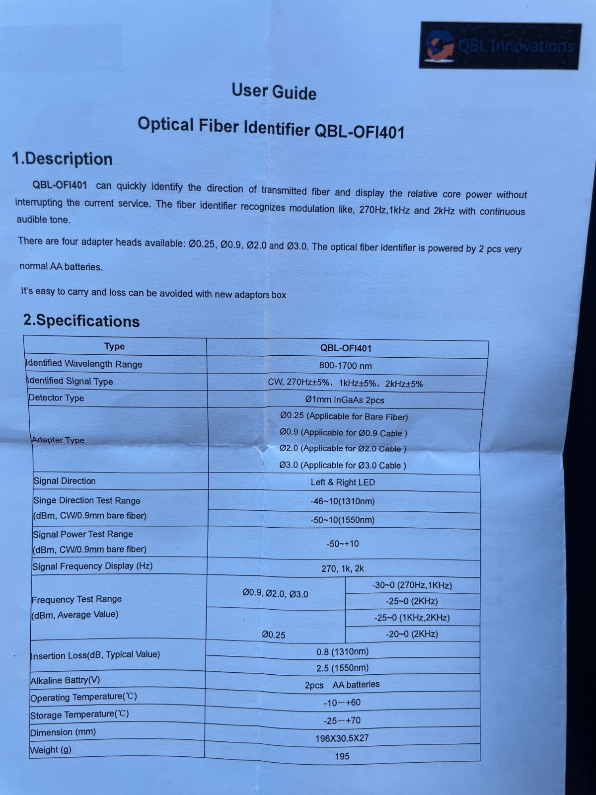 QBL OFI401