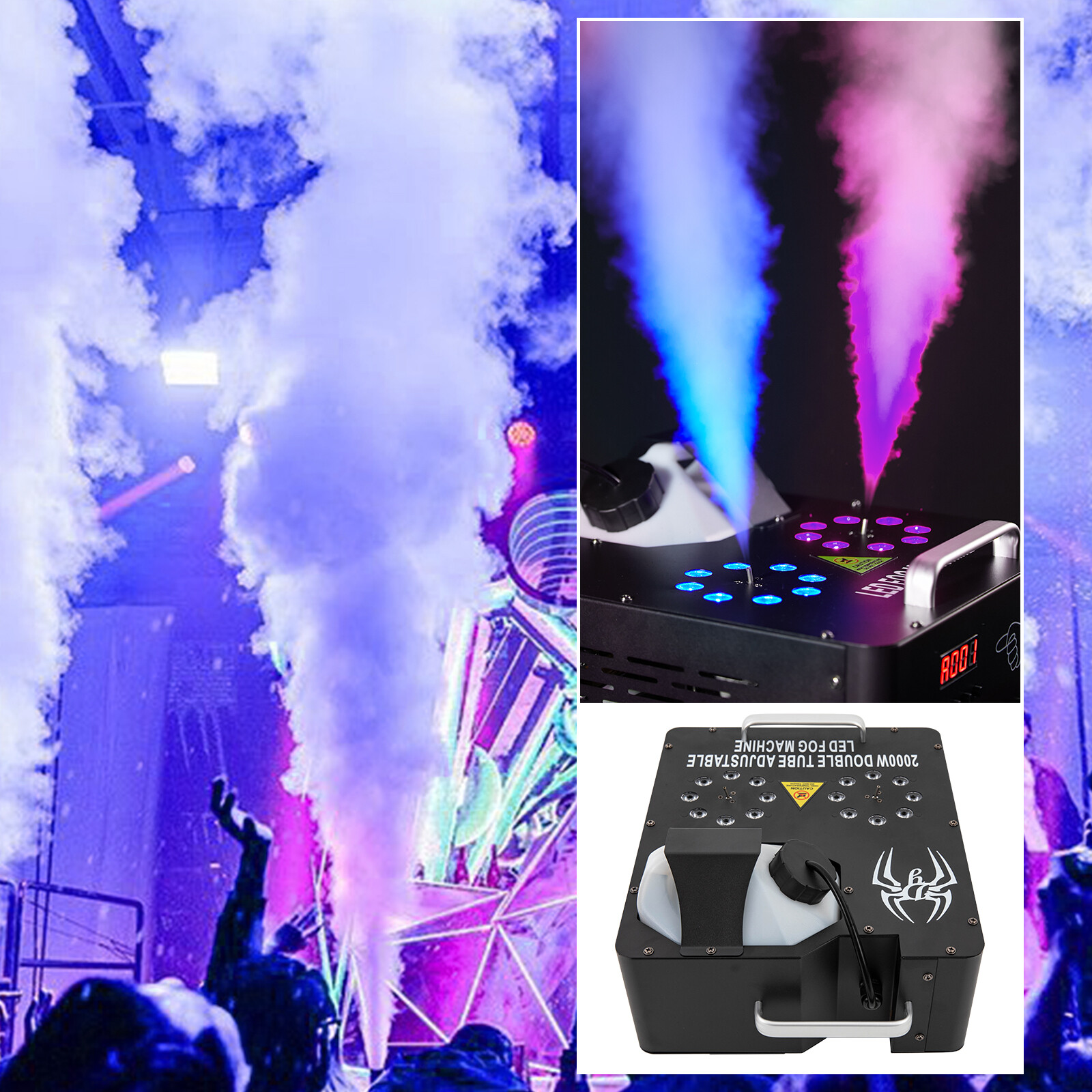 2000W Vertical Fog Smoke Machine Stage Show Effects Smoke Spray Fogger DMX RGB
