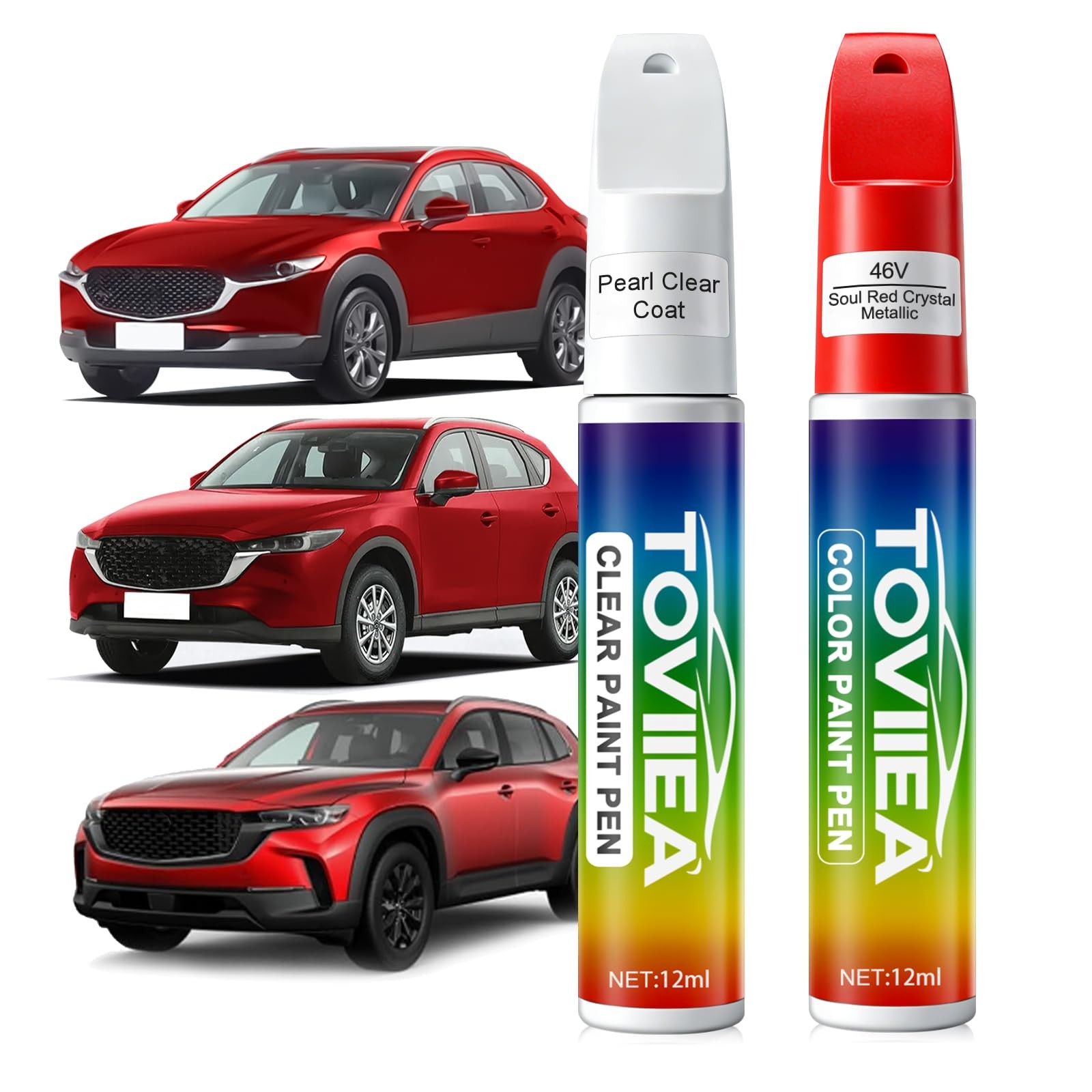 Soul Red Touch Up Paint for Mazda  2in1 Scratch Repair Pen Kit, 2 PCS