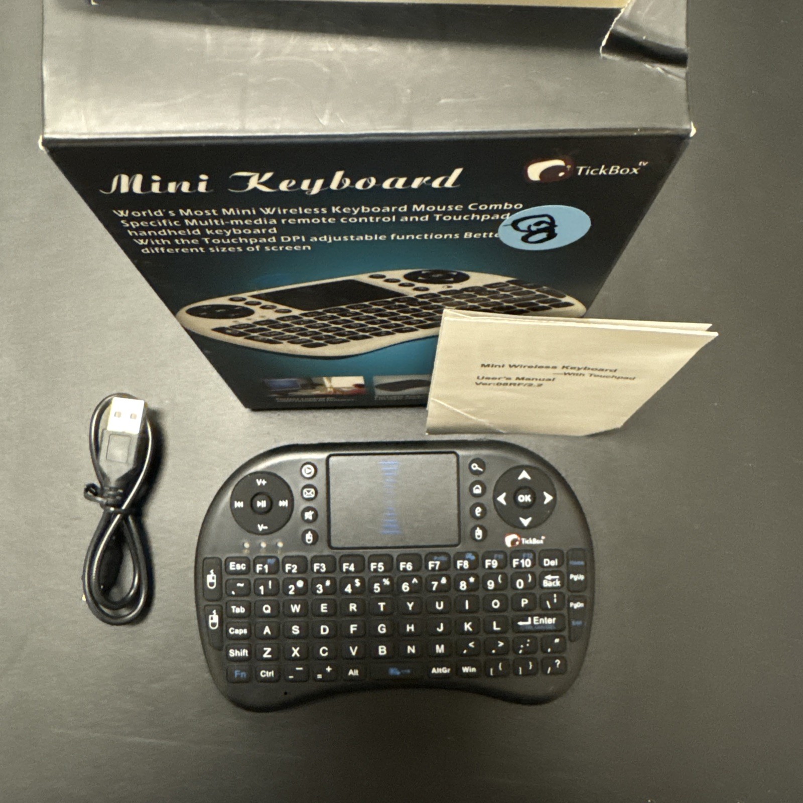 Tickbox Mini Portable Wireless Keyboard Mouse Combo Xbox 360 PS3 PCs Smart TVs