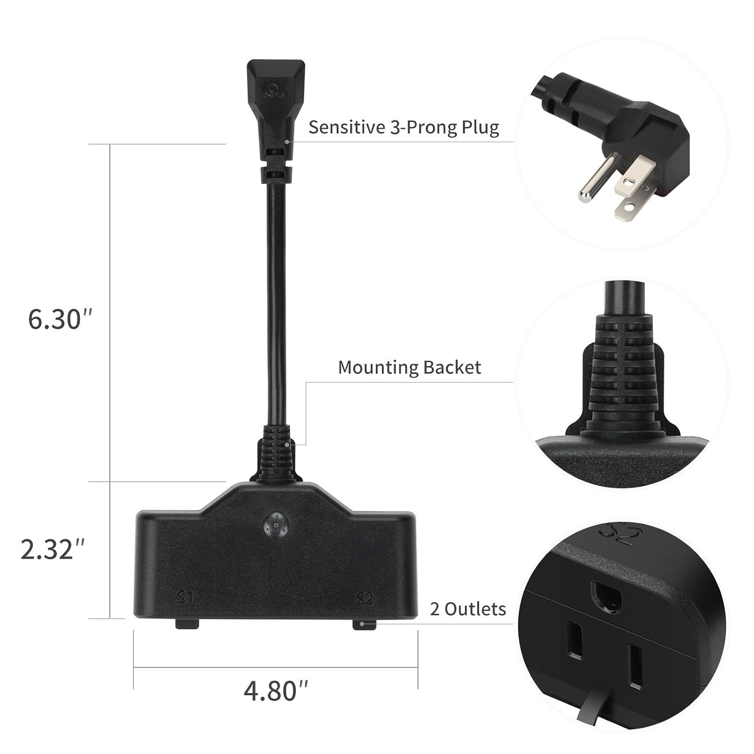 2-Socket Outdoor Smart Plug - 15A, Waterproof, Voice-Controlled Convenience