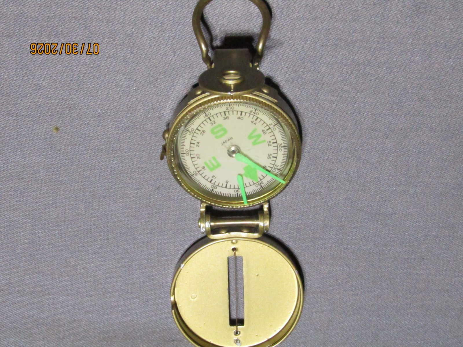 Brass Engineer Compass Lensatic Style w/ Bubble Level & Ring