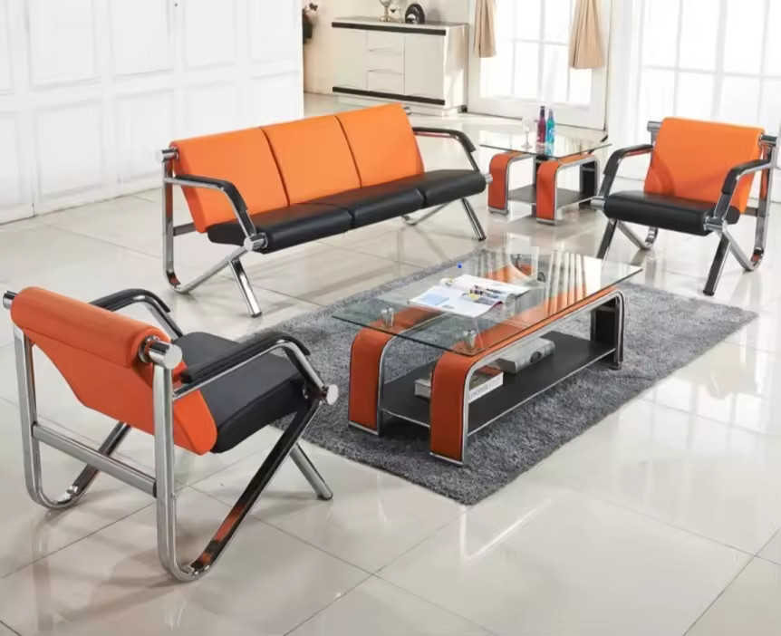 Office Reception Chair Set Leather Clinic Waiting Room Bench Visitor Guest Sofa