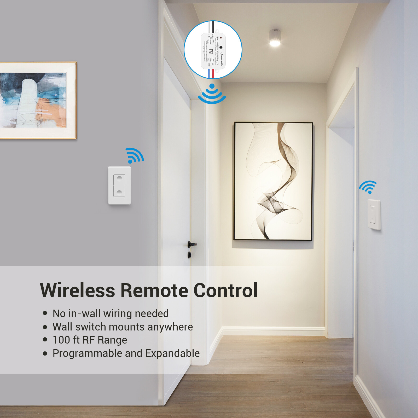 DEWENWILS Wireless Light Switch And Receiver Kit, Remote Control Wall Switch UDS