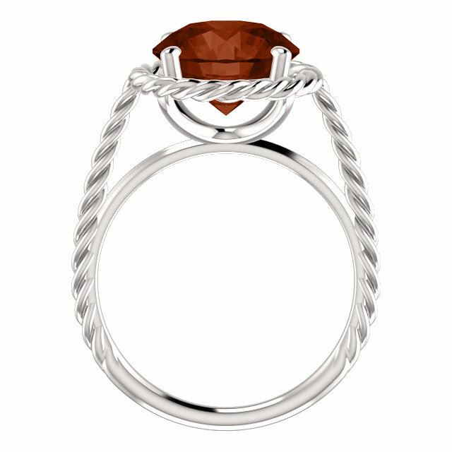 Sterling Silver Round Cut Solitaire Ring Setting - Classic Rope Lasso Style Ring