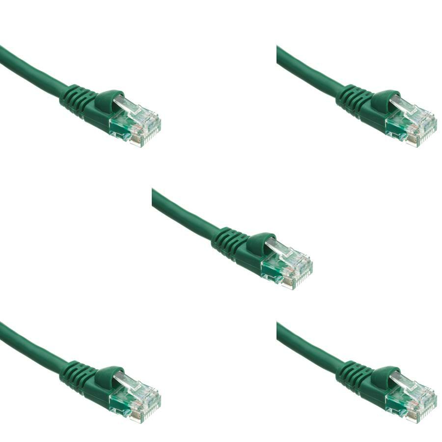 Pack of 5 Cables Snagless 6 inch Cat5e Green Network Ethernet Patch Cable