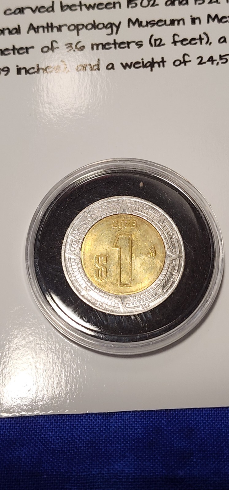 MEXICO 1 PESO COIN MONEDAS DE 1 PESO   ACRYLIC CASE INCLUDED