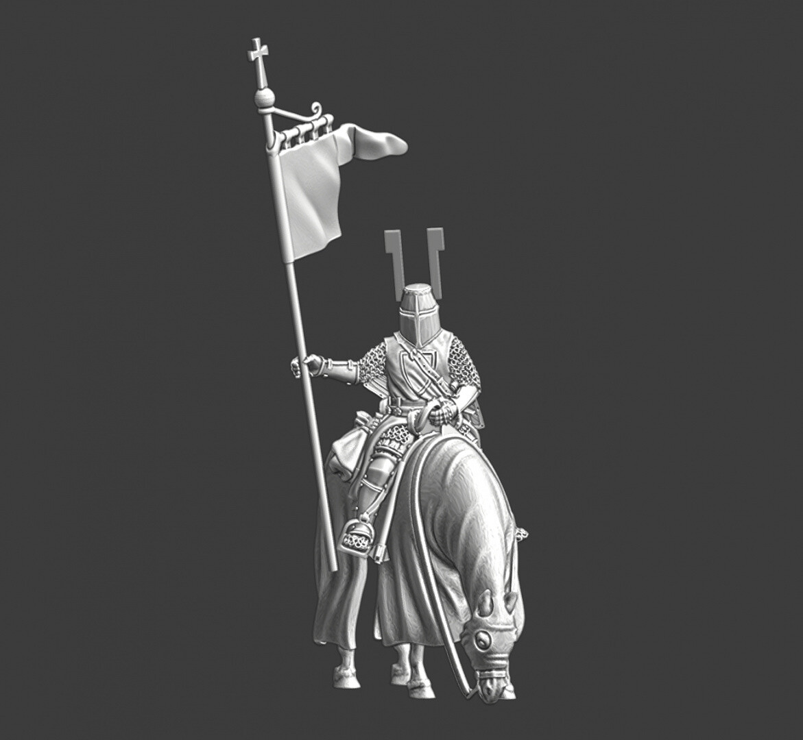 Northern Crusades Miniatures Medieval Mounted German Teutonic Knight & Flag 28mm
