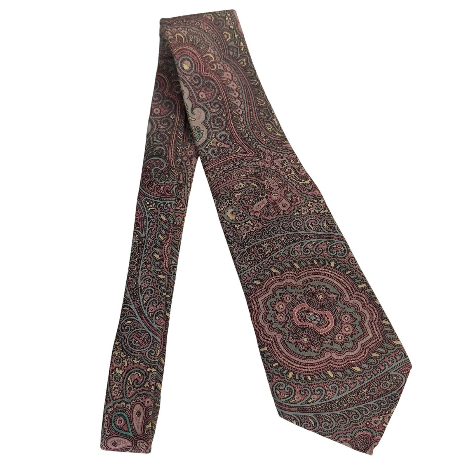 J Carls Vintage Tie Paisley Italian Silk Classic Old Money 3.75" Retro Academia