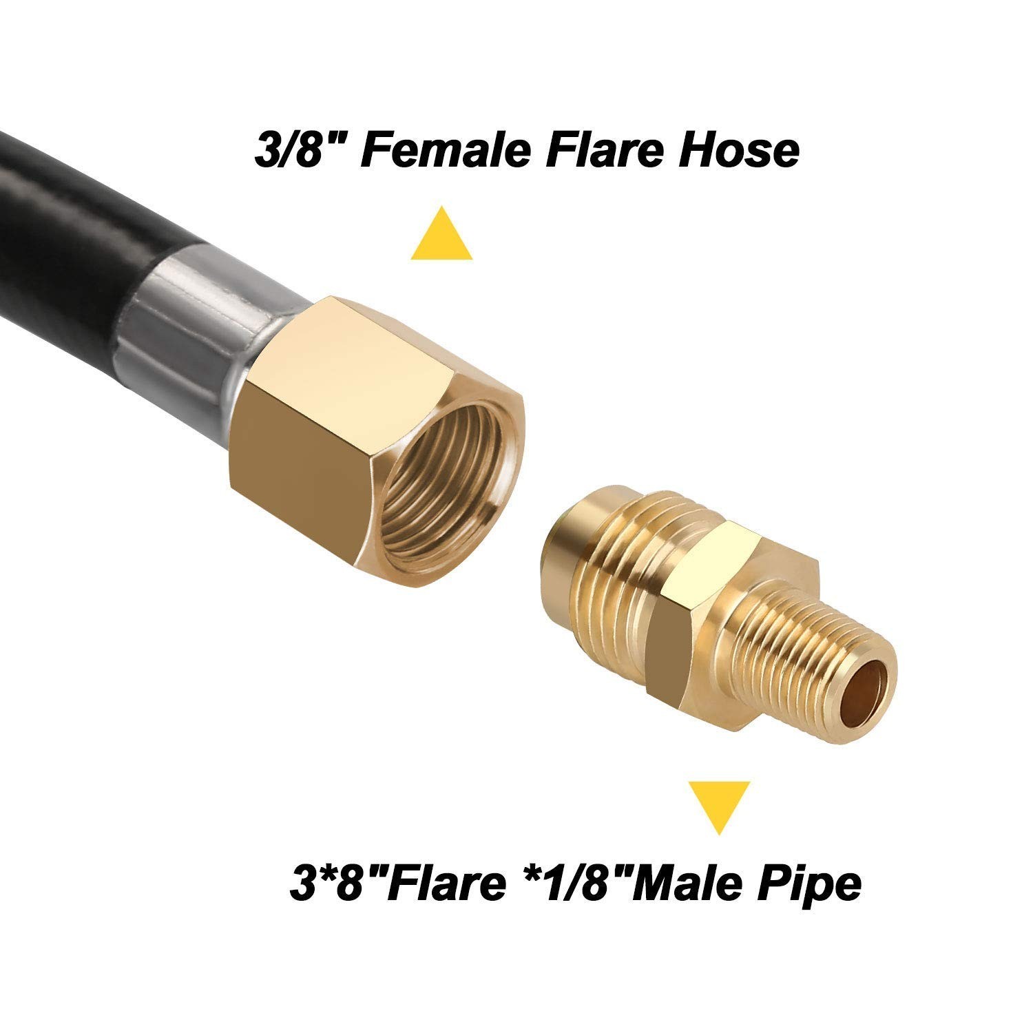 20FT High Pressure Propane Hose with 3/8 Inch Female Flare&Pipe Fitting US STOCK