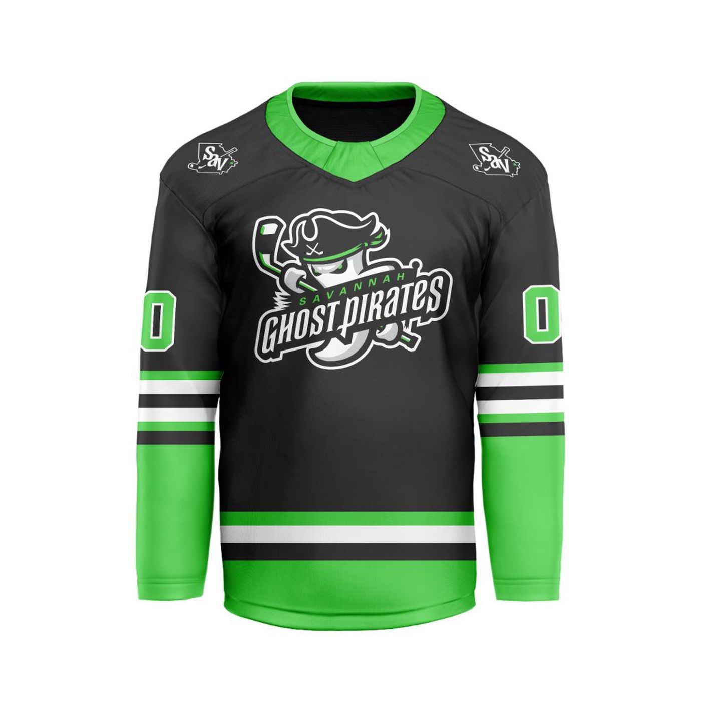 Personalized Savannah Ghost Pirates Black Hockey Shirt Men's Fan Gear Xmas Gift