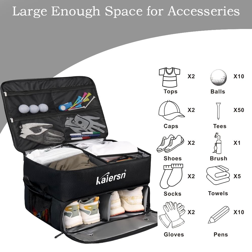 2 Layer Golf Trunk Organizer, Waterproof Car Golf Locker with Separate Ventil...
