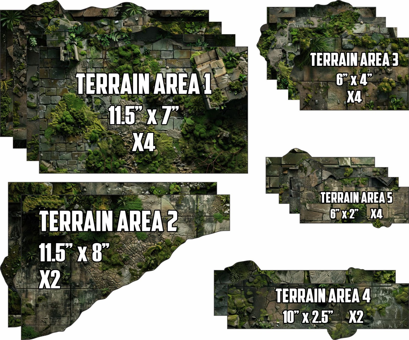 Terrain Area Footprints - Overgrown - Compatible w/ Warhammer 40K 11th Ed