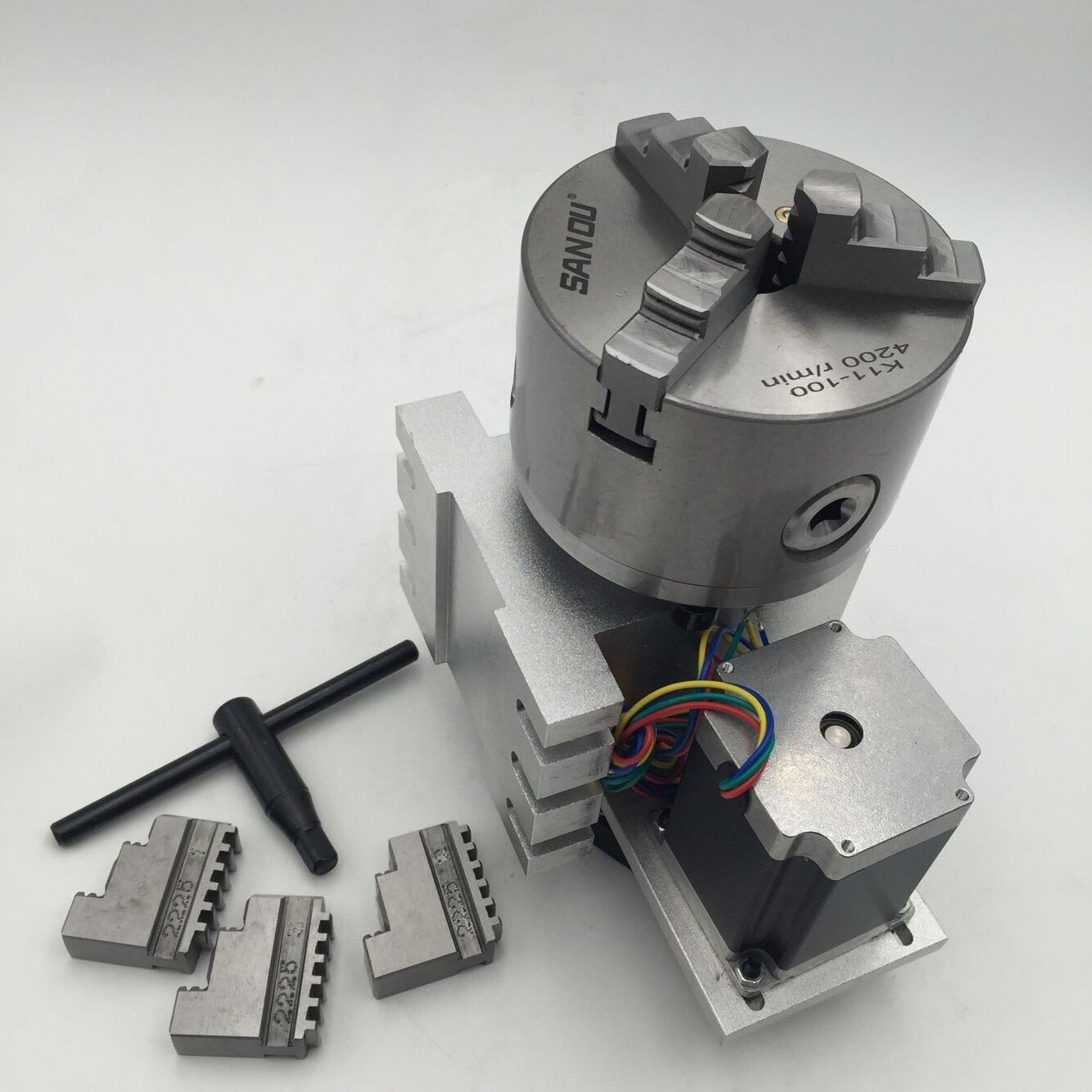 4th A Rotary Axis Nema23 6:1 Stepper Motor 3Jaw 80mm K11-80 Chuck CNC Millin