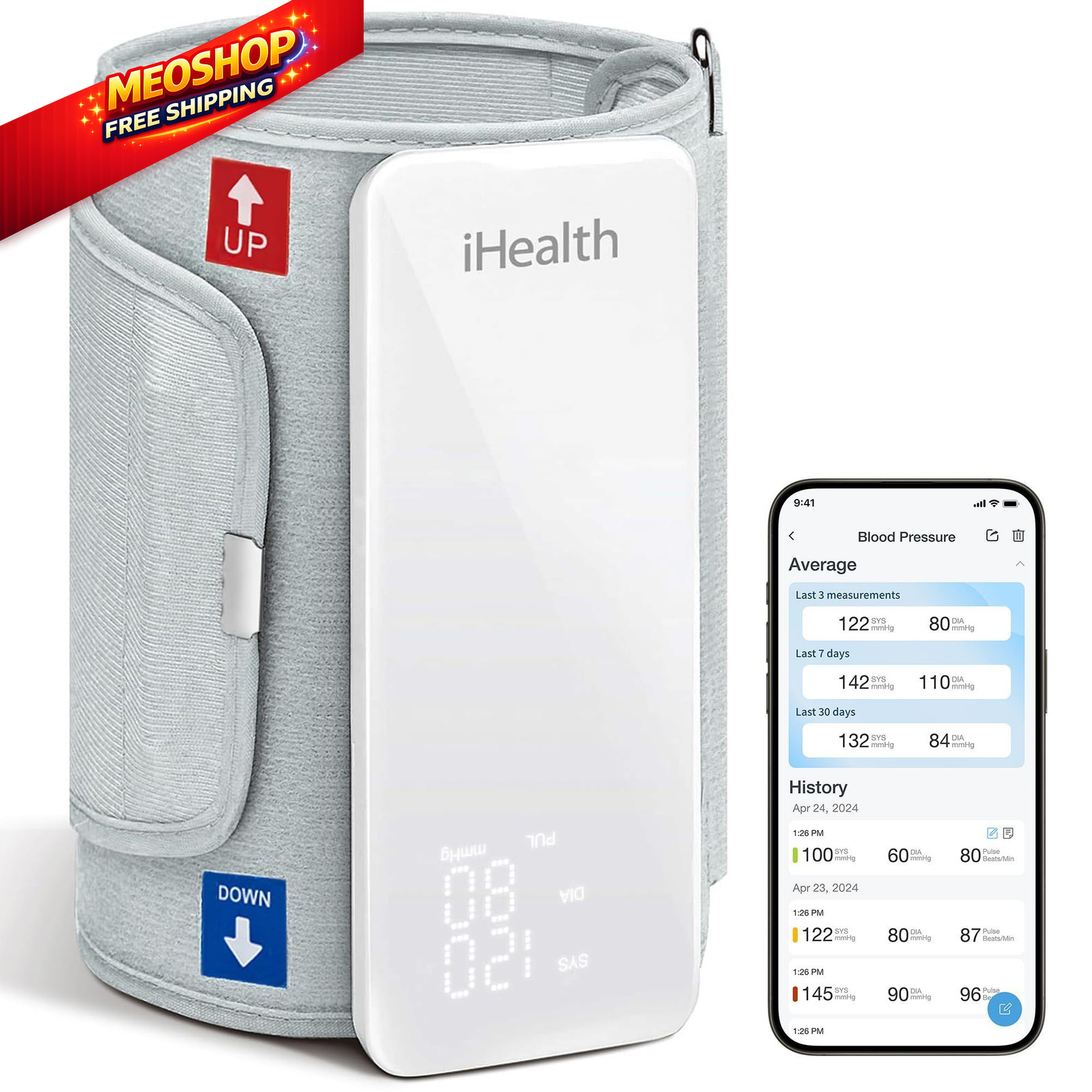 iHealth Neo Wireless Blood Pressure Monitor, Upper Arm Cuff, Bluetooth Blood...