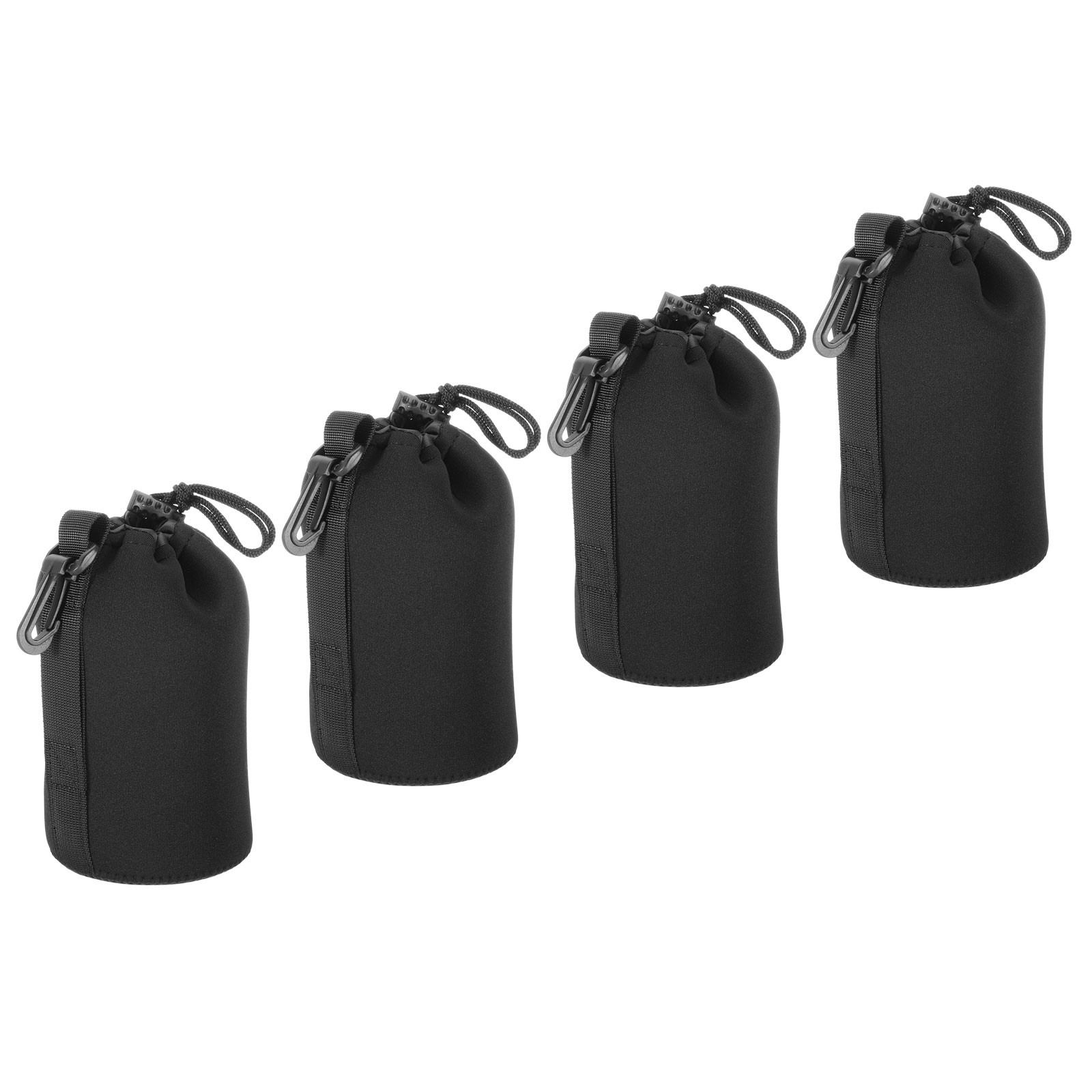 4 Pcs 3.7" ID x 7.1" H Drawstring Lens Pouch Black
