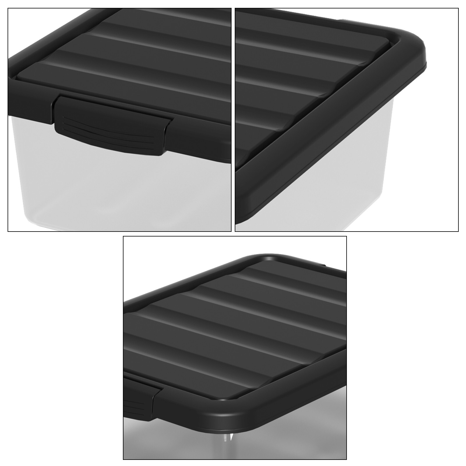 14 Quart Plastic Latching Box with Lids, 6 Packs Stackable Storage Containers