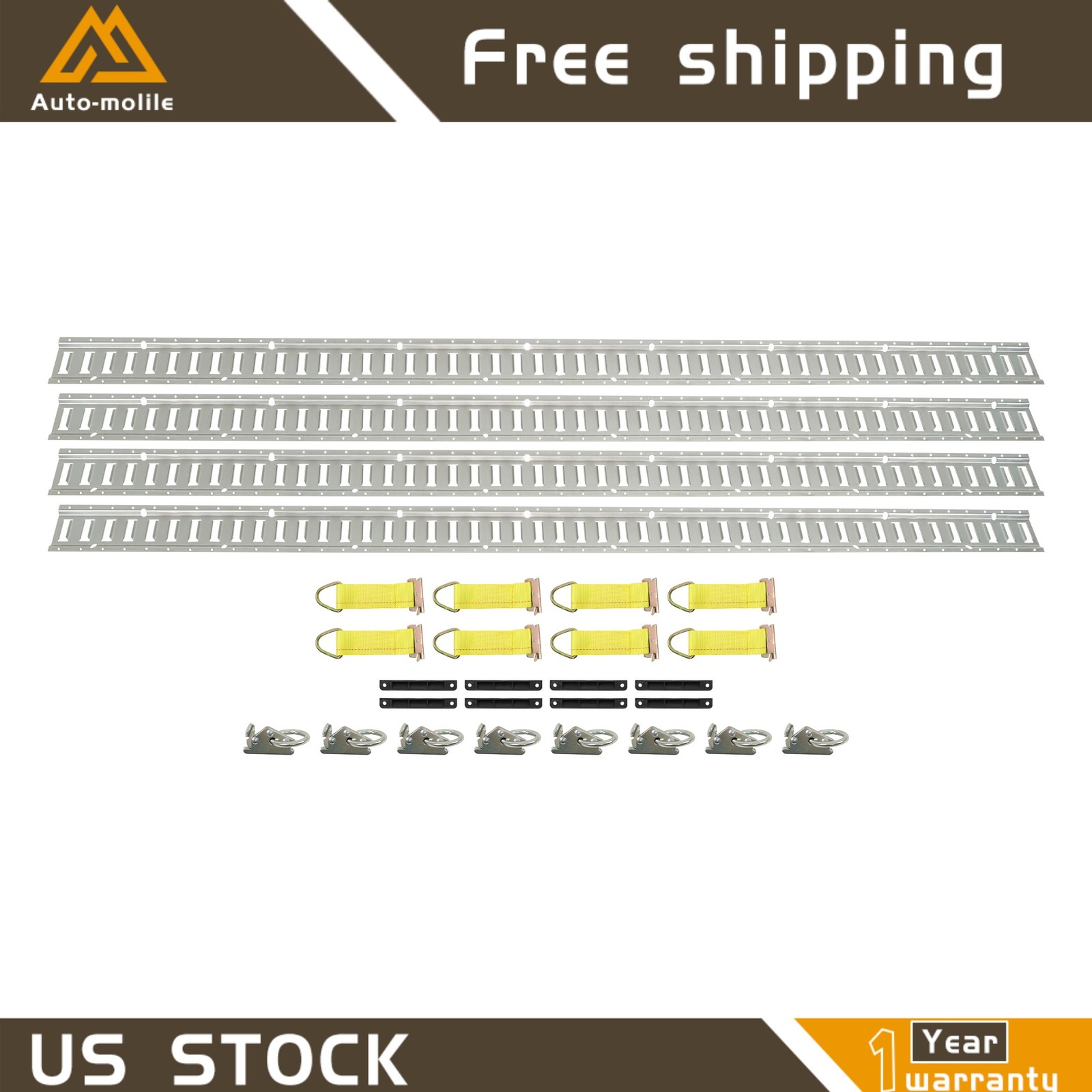 8' E Track Tie Down Rail System Multi Purpose High Quality For Van Truck 28 Pack