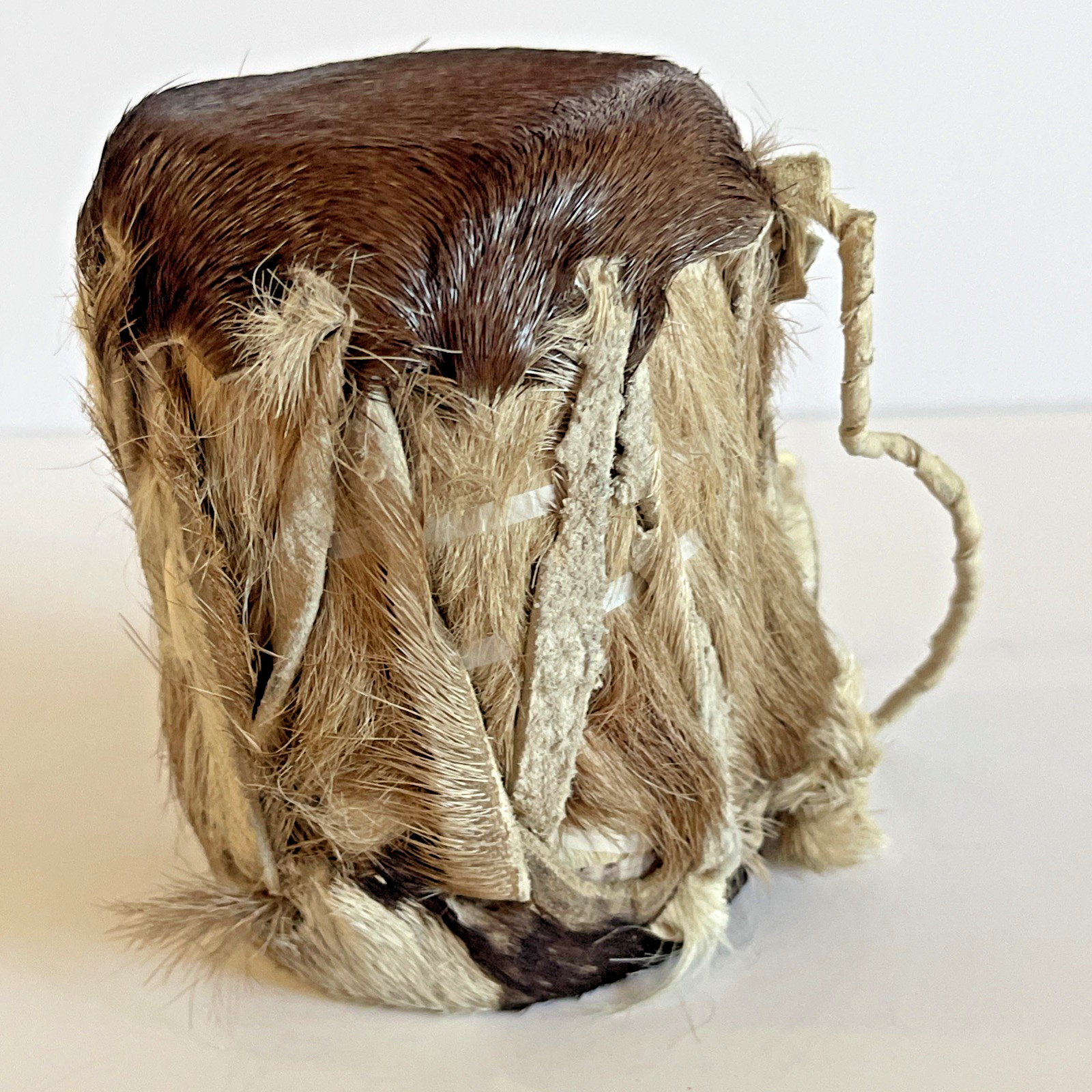 Vintage African Tribal Animal Hide Drum Shaker Handmade Folk Art Decor Dejambe