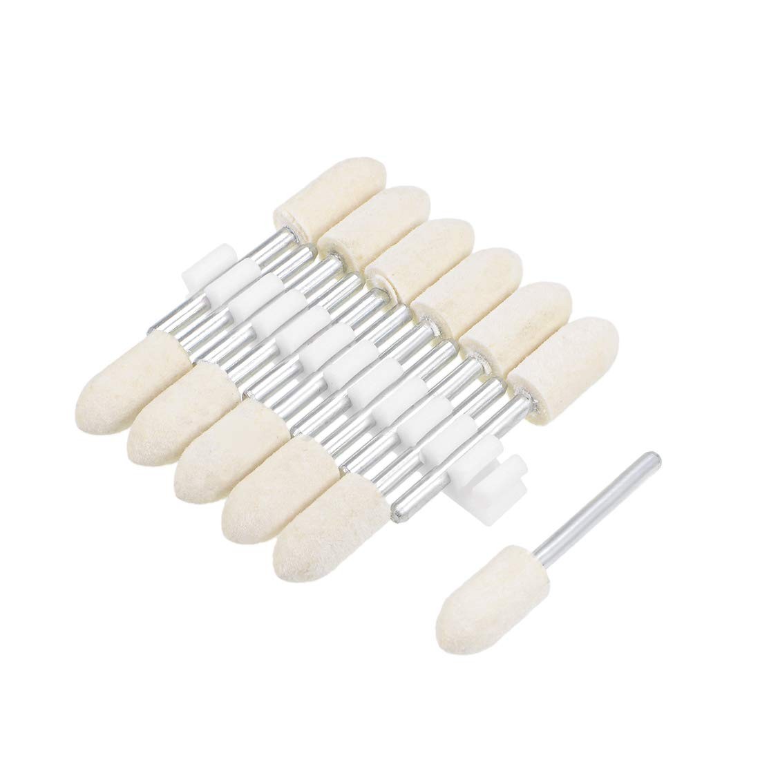 uxcell 8mm Wool Felt Mounted Points Tapered Polishing Bits Burrs Buffing Whee...