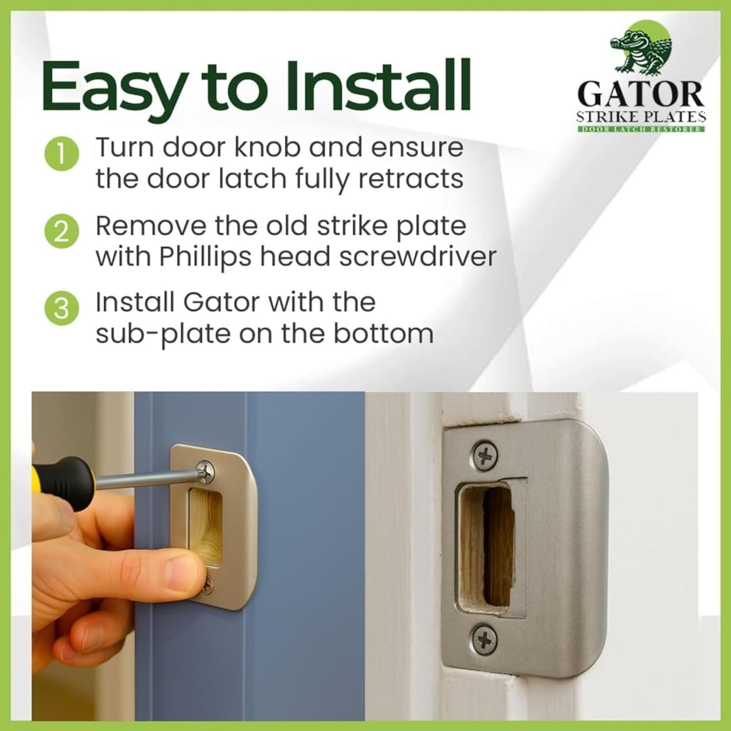 Gator Satin Nickel Door Strike Plate 4-Pack - Universal Latch Restorer Solution