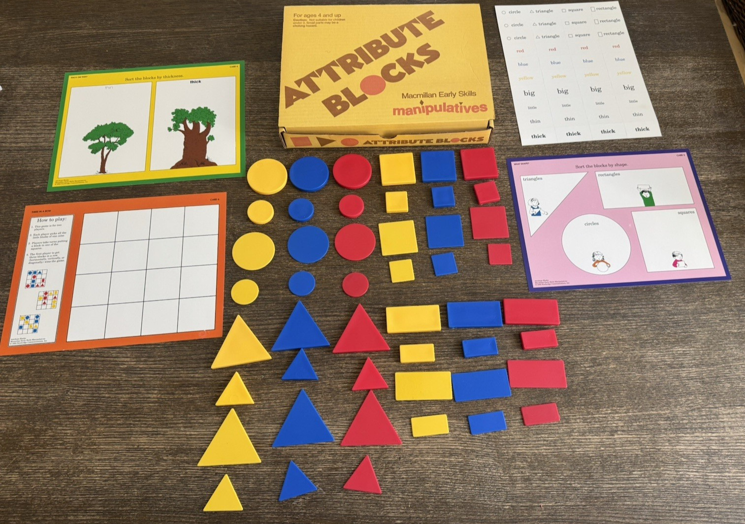 Macmillan Early Skills Attribute Blocks Manipulatives Complete Set VTG 80s Educ.